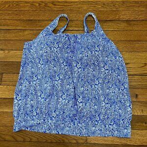 Lands' End Swimsuit Top Tankini Size 16p Petites Blue Paisley